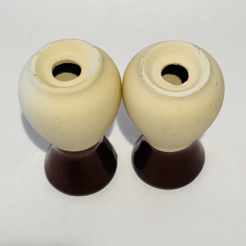 Watt Pottery Brown Bisque & Glaze Salt and Pepper Shakers‎ USA No Stoppers